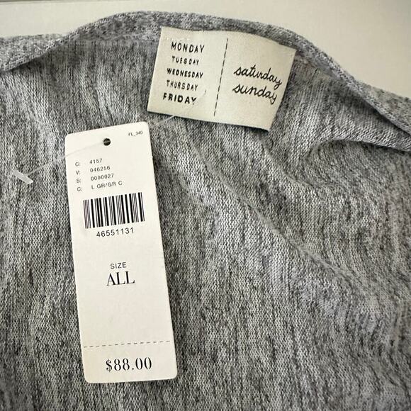 NWTs ANTHROPOLOGIE SATURDAY SUNDAY WRAP GRAY SHORT SLEEVE  SWEATER PULLOVER - Picture 9 of 11